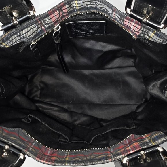 COACH F15467 Poppy Tartan Plaid Signature Glam Glitter Shoulder Tote FLAWLESS! - Picture 10 of 13